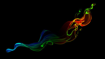 Splash fluid. 3d illustration, 3d rendering.