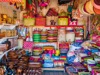 Colorful market stall with handmade souvenirs, Antananarivo, Madagascar - 294225376