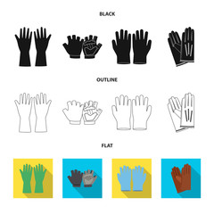 Isolated object of glove and winter sign. Set of glove and equipment stock symbol for web.