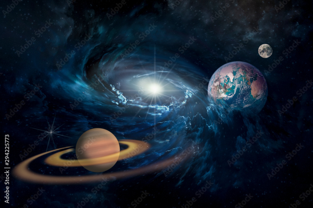 Wall mural planets in the solar system in the starry universe with copy space elements of this image furnished 