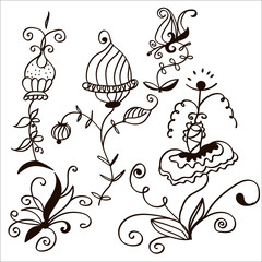 Hand-drawn flowers
