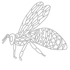Bee coloring page contour for painting vector illustration eps