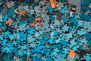 Different Puzzle pieces colorful background 
