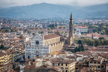 Fototapeta na wymiar Beautiful view of the Cathedral of Santa Croce and Belltower in Florence, Tuscany, Italy