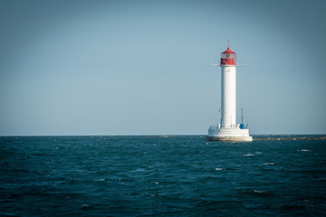 Lighthouse in a sea port of  Odessa, Ukraine