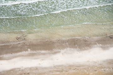landscape beach and sea with wave in green