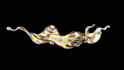 Beautiful elegant metal splash on a black background. 3d illustration, 3d rendering.