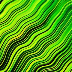 Dark Green, Yellow vector background with wry lines. Abstract illustration with gradient bows. Pattern for websites, landing pages.