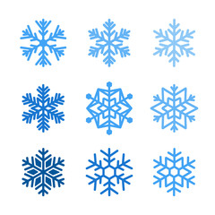 Snowflakes icons. Christmas decoration collection. Winter holiday design elements.