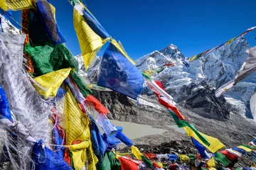Photo sur Plexiglas Lhotse Panorama of Nuptse and Mount Everest seen from Kala Patthar