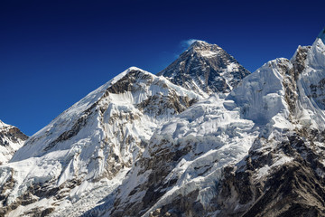 Panorama of Nuptse and Mount Everest seen from Kala Patthar
