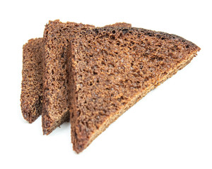 rye bread on a white background, isolate.