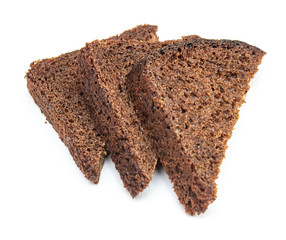 rye bread on a white background, isolate.