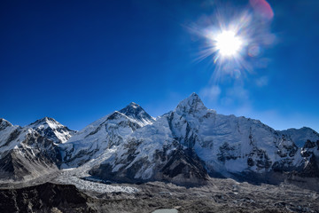 Panorama of Nuptse and Mount Everest seen from Kala Patthar