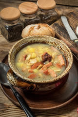 The sour soup made of rye flour.