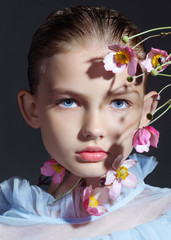 Fototapeta premium portrait of little model girl in studio