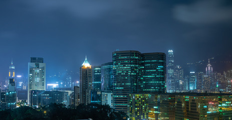 Hong Kong Corporate Building At Night 