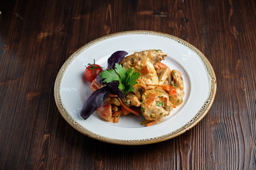 chicken in a creamy sauce . catering menu