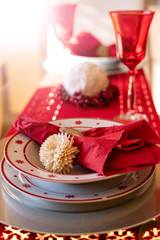 Christmas holiday dinner table for celebrating 