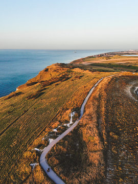 Aerial picture of Cap Blanc Nez France during sunset