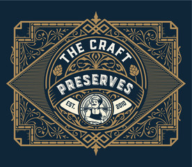 Vintage Preserves label with Chef illustration