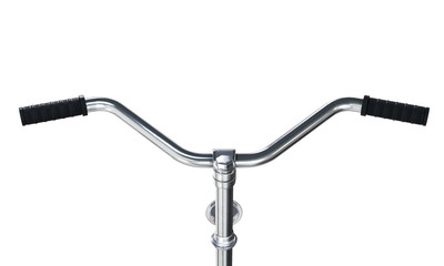 Bicycle handlebars isolated on white background. First person view. 3d rendering.
