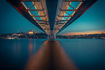 New Halic Metro Bridge With trendy colors During Twilight