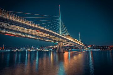 New Halic Metro Bridge With trendy colors During Twilight