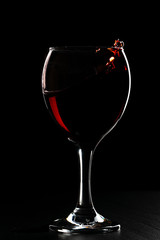 glass of red wine on a dark background