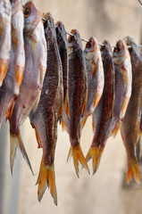 Dried fish on a rope.