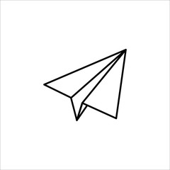 Paper hand plane vector on white background
