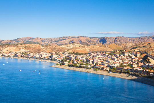 Panoramic coastline of Bova Marina in Calabria