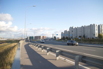 Freeway by the river on a sunny day