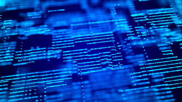 Abstract digital background. Big data code matrix. 3d rendering.