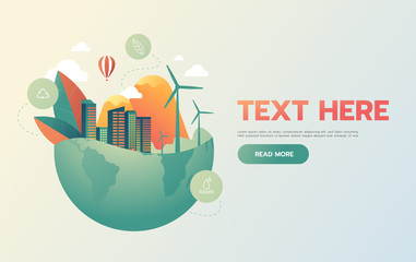 green city with green Eco Earth concept ,vector illustration.