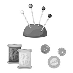 Isolated object of dressmaking and textile icon. Collection of dressmaking and handcraft vector icon for stock.