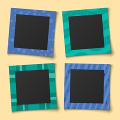 Baby collage photo. family portraits frames for paper memory album or scrapbook vector template set