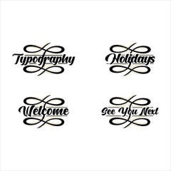 Typography letter welcome, holiday, greeting ornament for front of office or back ground wall decoration. Can apply to invitation, memo, graduation and party card. Sale paper Prize label product sale