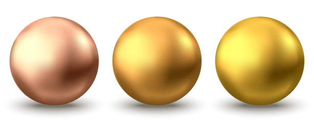 Gold sphere or oil bubble isolated on white background.