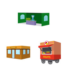 Vector illustration of booth and kiosk icon. Set of booth and small vector icon for stock.