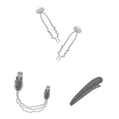 Vector illustration of hairdressing and hairclip symbol. Set of hairdressing and fashion vector icon for stock.