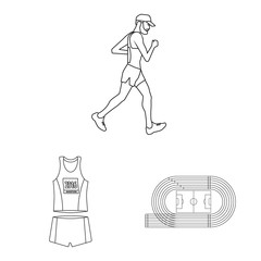 Isolated object of exercise and sprinter icon. Collection of exercise and marathon stock vector illustration.