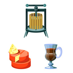 Vector illustration of grape and winery logo. Collection of grape and manufacturing vector icon for stock.