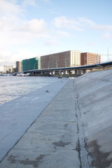 transport overpass over the river on a sunny day