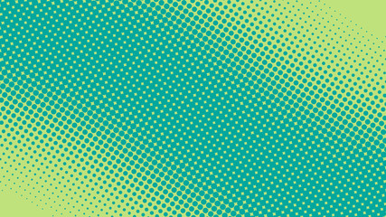 Abstract green and turquoise pop art background with halftone dots in retro comic style