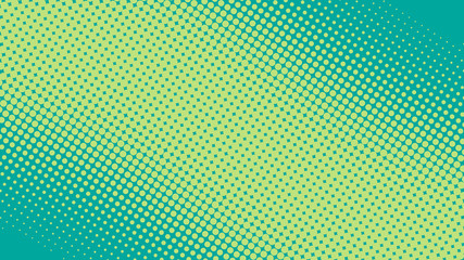 Bright green and turquoise pop art retro comic background with halftone dots desing © stock_santa