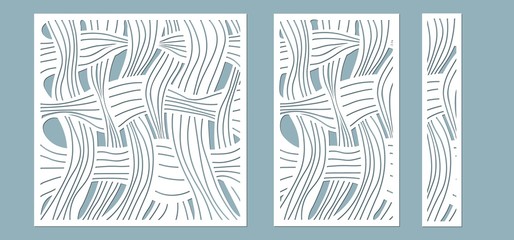 Set, panel for registration of the decorative surfaces. Abstract lines panels. Vector illustration of a laser cutting. Plotter cutting and screen printing.