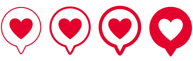 ICÔNE COEUR AVEC BULLE ROUGE