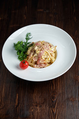 Carbonara pasta . catering menu