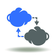 Cloud two arrows icon vector. Data transfer logo. Web upload download illustration. Information migration symbol.